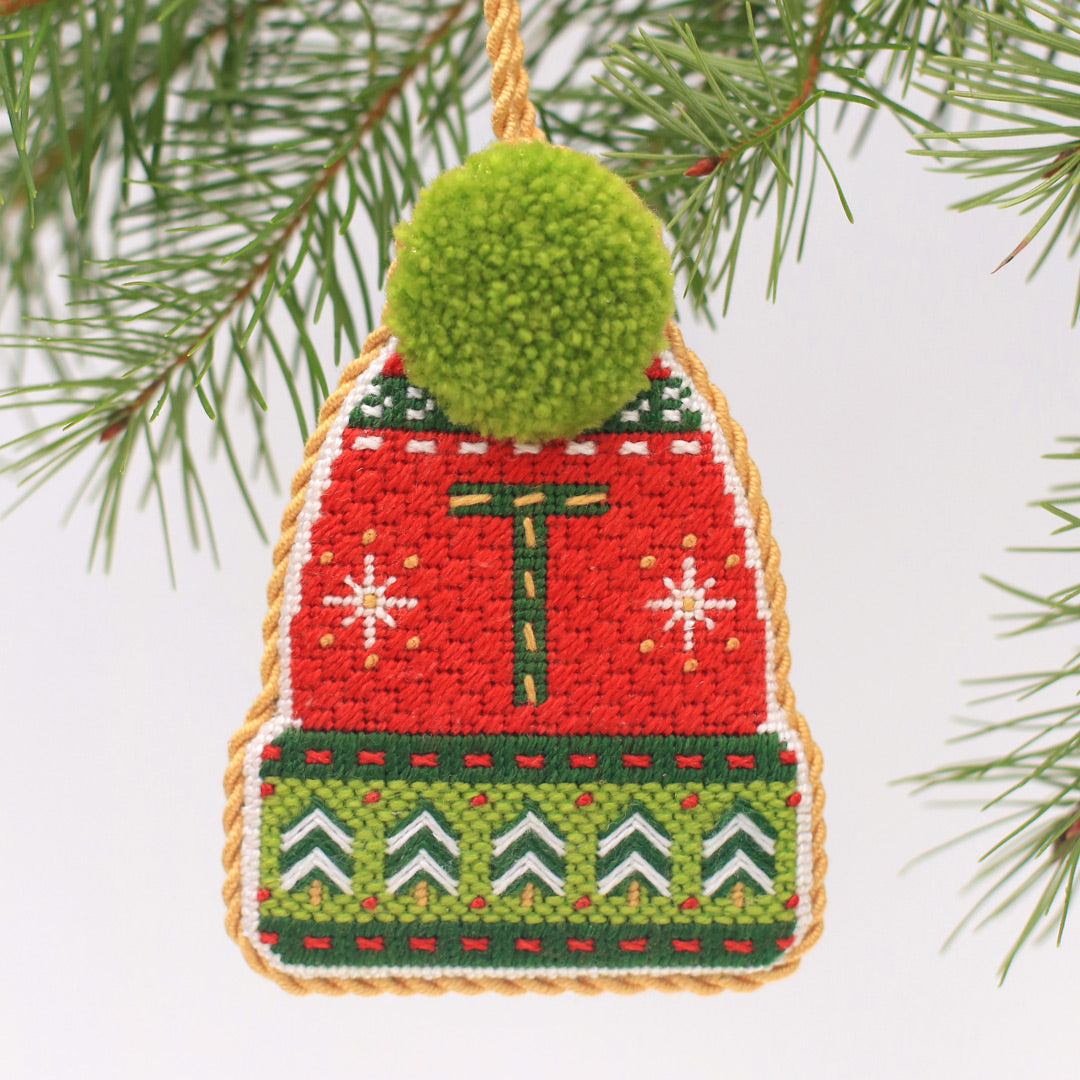 Red Pommed Winter Hat - Kit and Stitch Guide