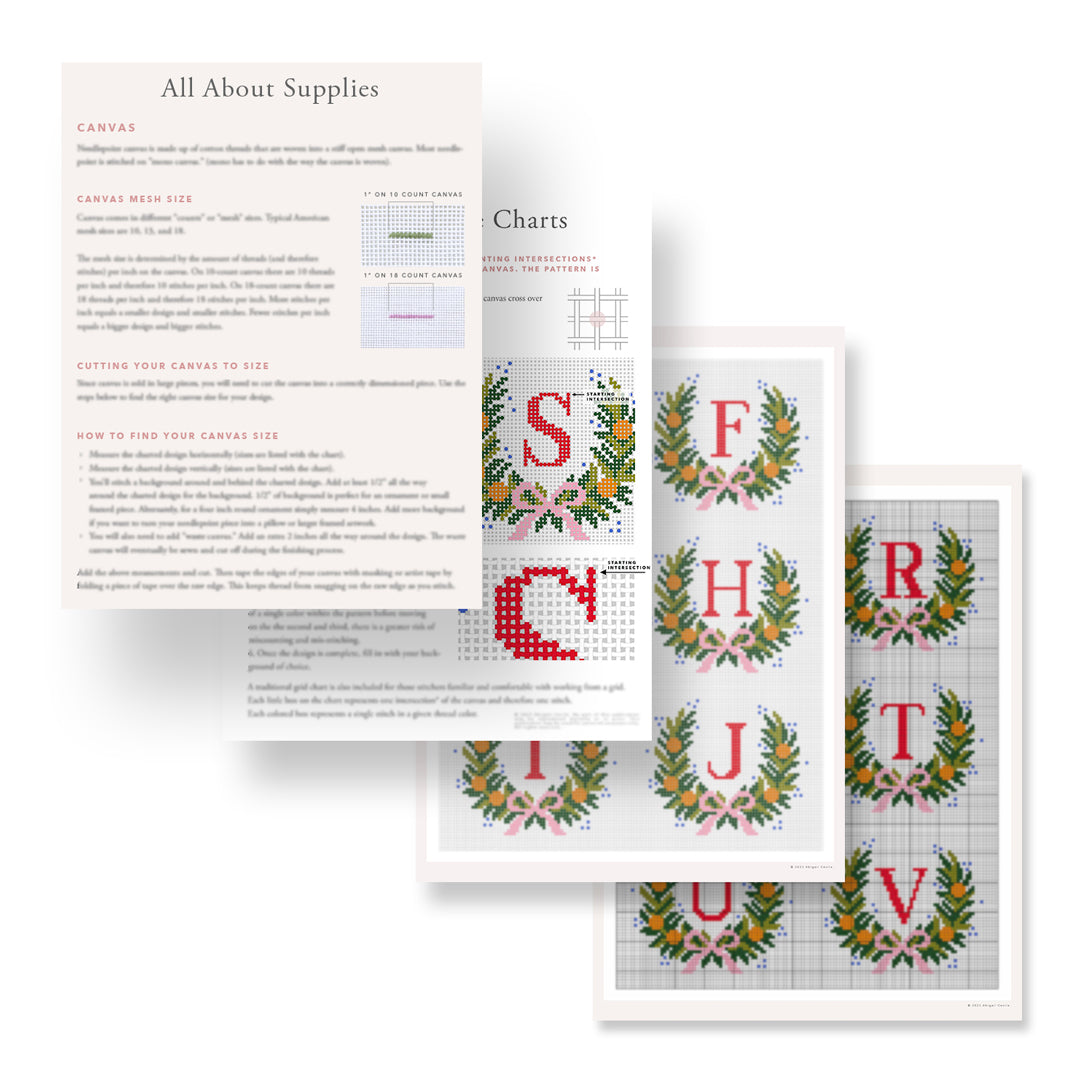 Christmas Wreath - Charted Monogram E-Pattern