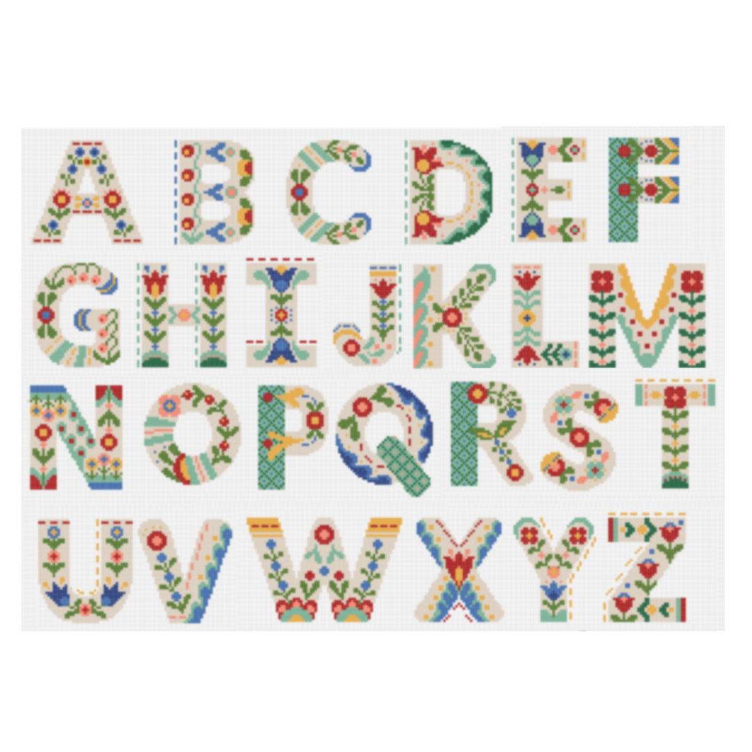 Folk Alphabet - Charted E-Pattern