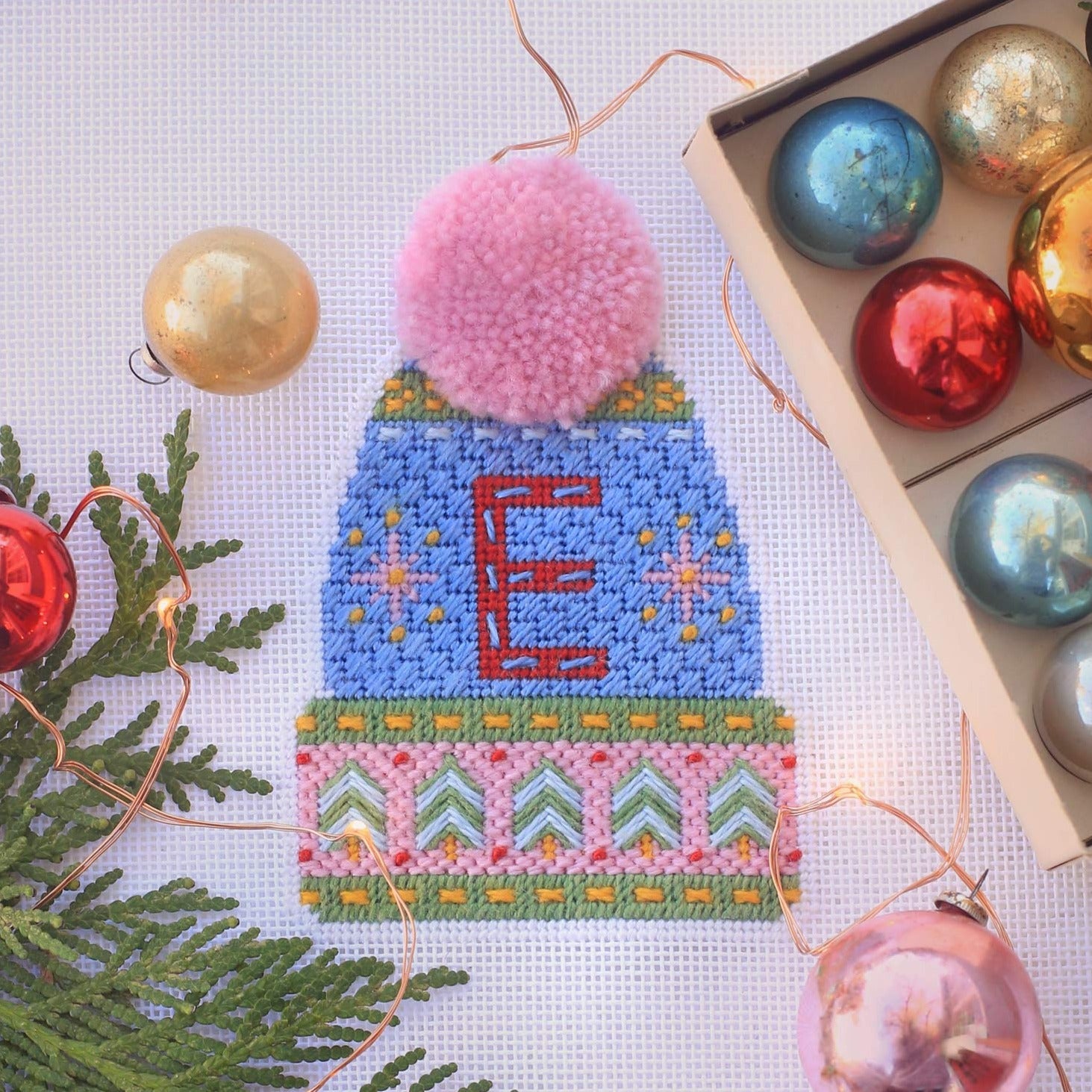 Pink Pommed Winter Hat - Kit and Stitch Guide