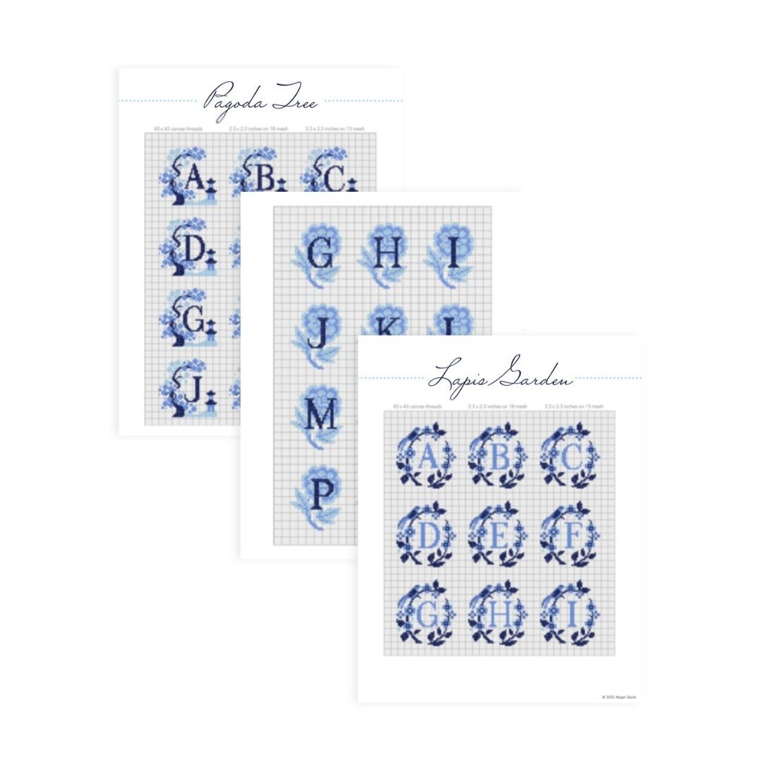 Chinoiserie  - Three Charted Monograms E-Pattern