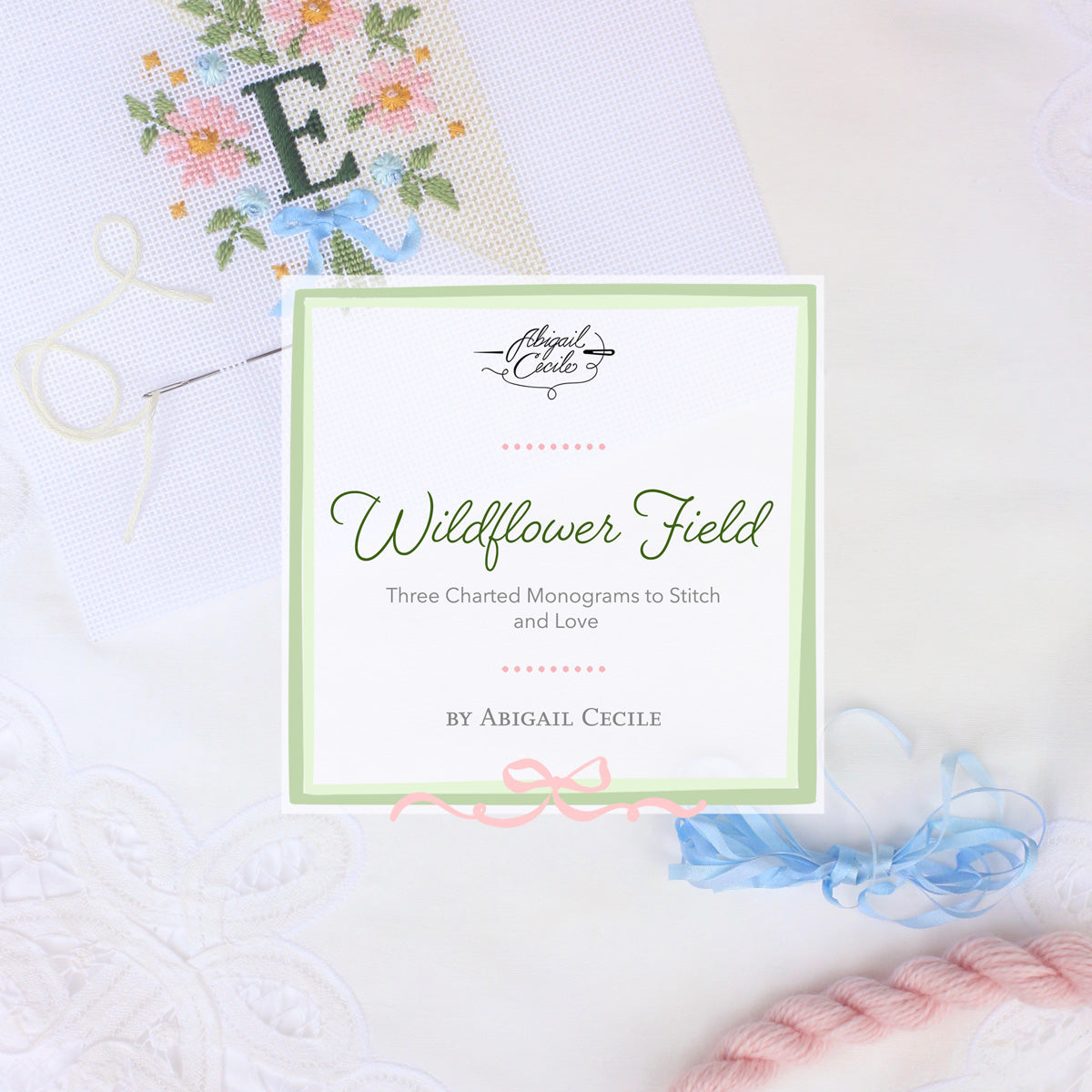 Wildflower Field - Three Charted Monograms E-Pattern