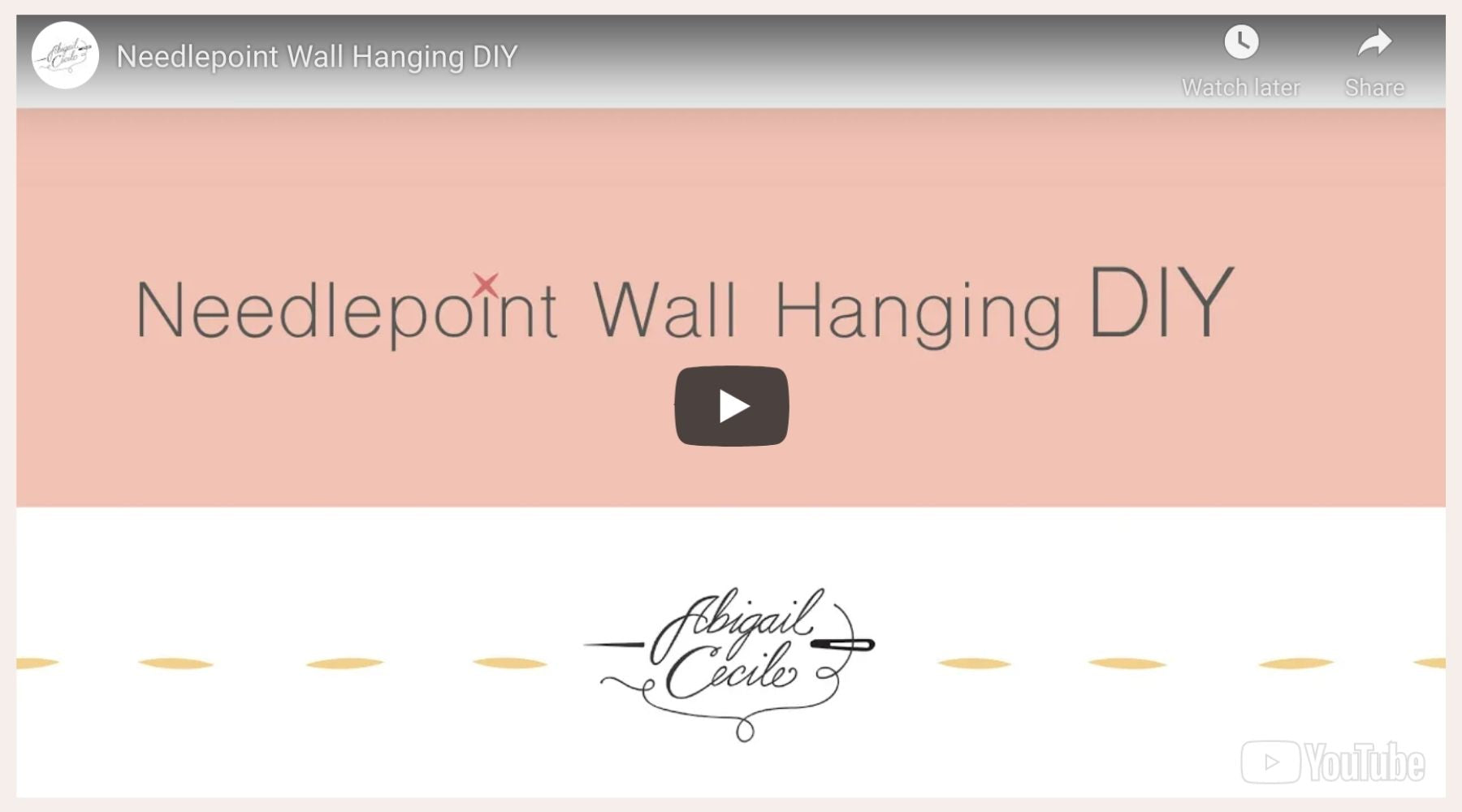 Opening slide of the video titled Needlepoint Wall Hanging DIY.
