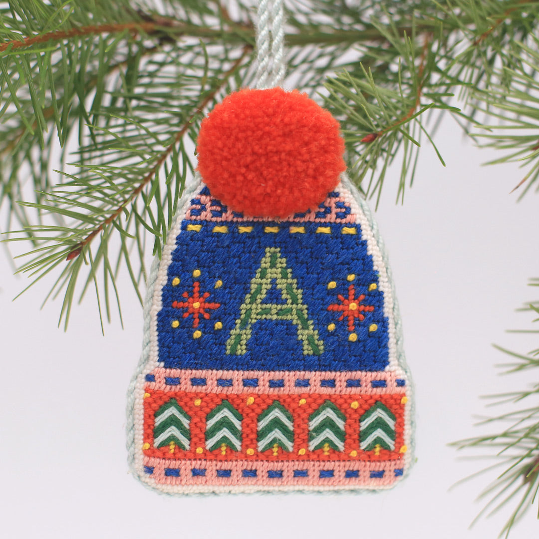 Blue Pommed Winter Hat - Kit and Stitch Guide