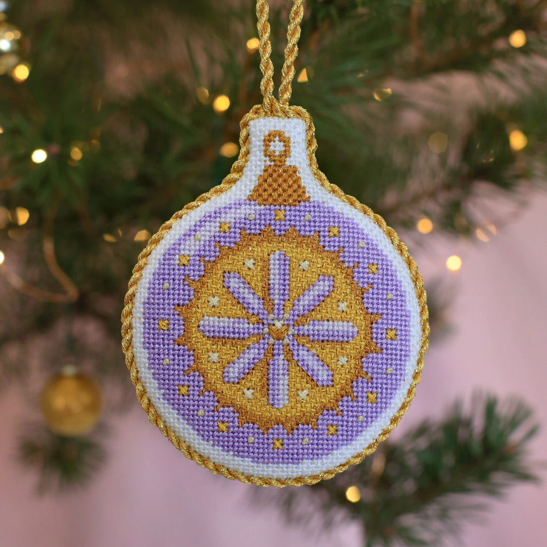 Lavender Vintage Glass Ornament - Kit and Stitch Guide