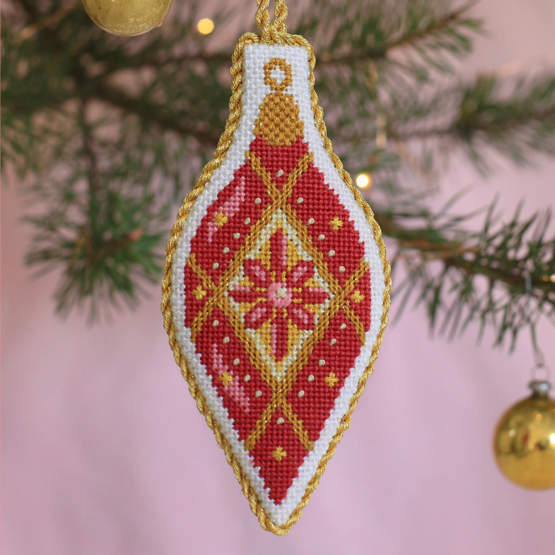 Pink Vintage Glass Ornament - Kit and Stitch Guide