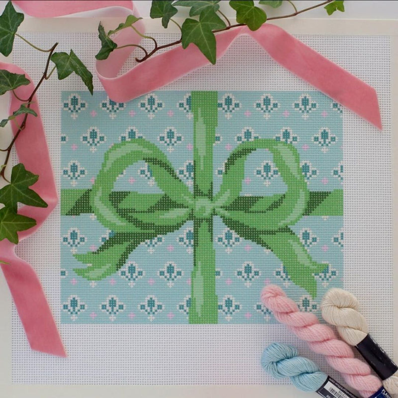 Cream Bow Needlepoint Canvas and Kit Abigail Cecile