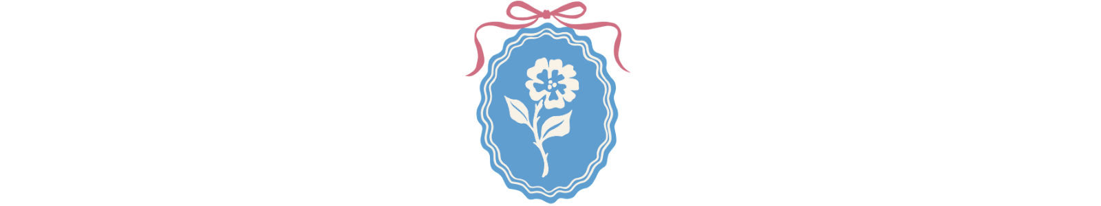 Illustrated blue scalloped floral design.
