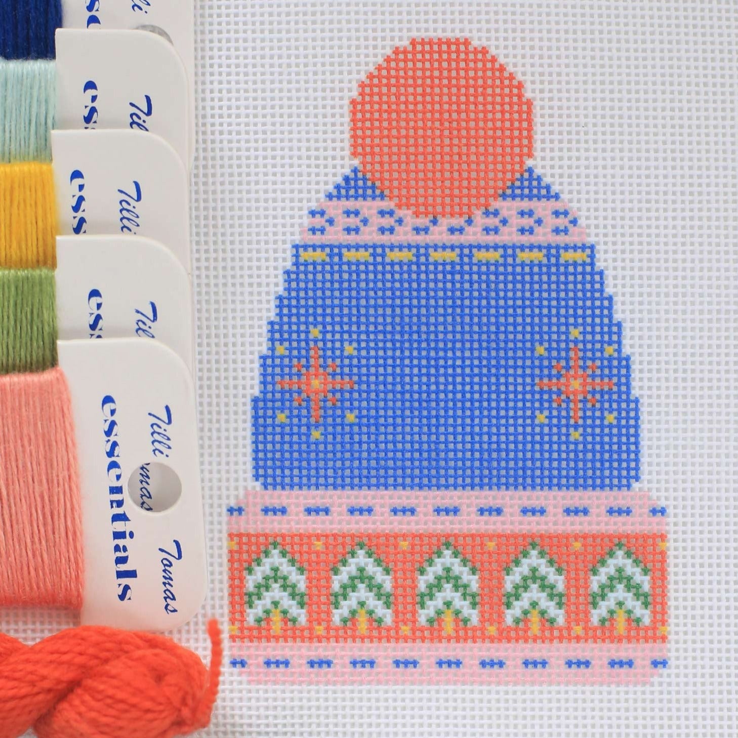 Blue Pommed Winter Hat - Kit and Stitch Guide - Abigail Cecile