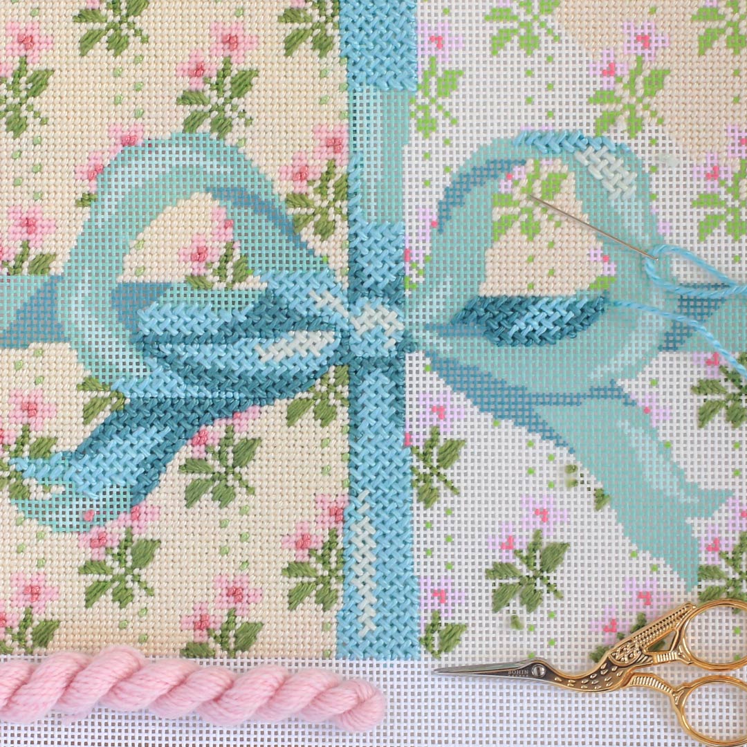 Cream Bow Needlepoint Canvas and Kit