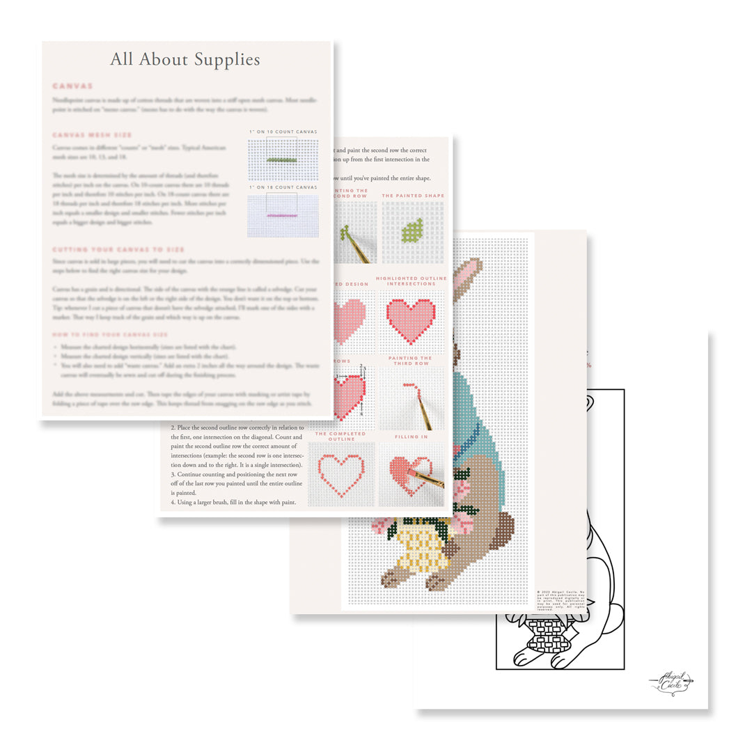 Easter Rabbit Painted Canvas E-Pattern