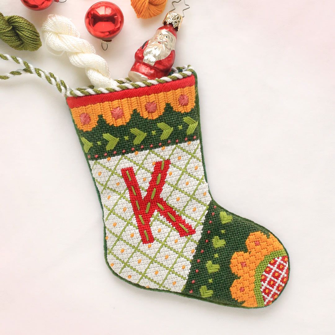 Green Merry Mini Stocking - Kit and Stitch Guide
