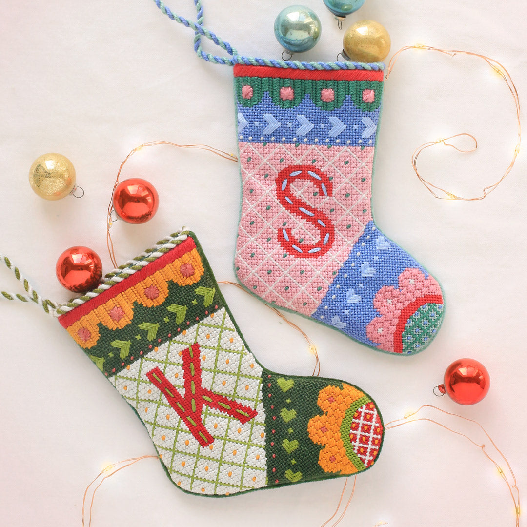 Pink Merry Mini Stocking - Kit and Stitch Guide - Abigail Cecile