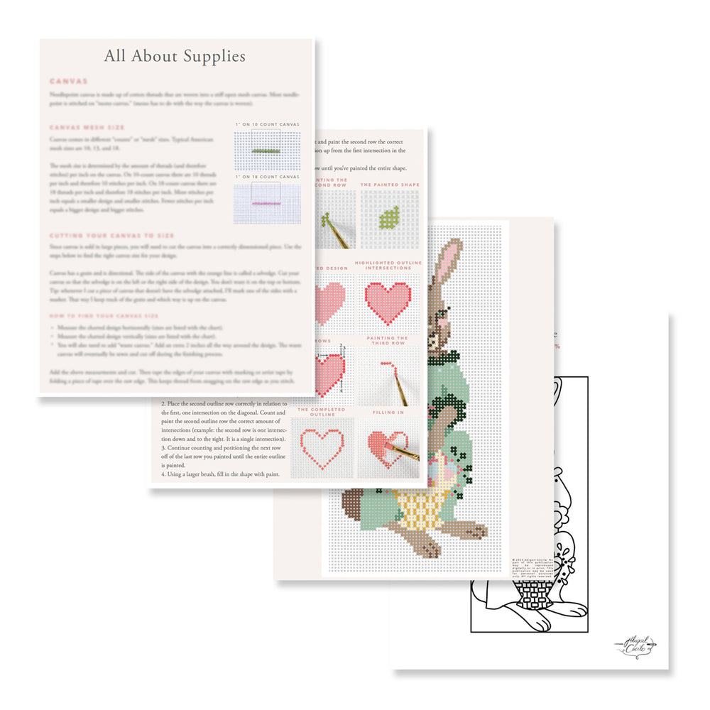 Miss Rabbit Painted Canvas E-Pattern - Abigail Cecile