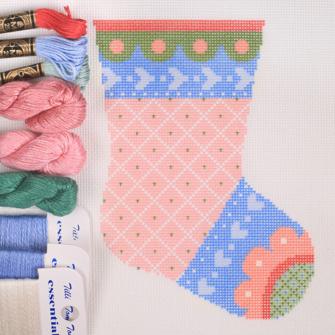 Pink Merry Mini Stocking - Kit and Stitch Guide