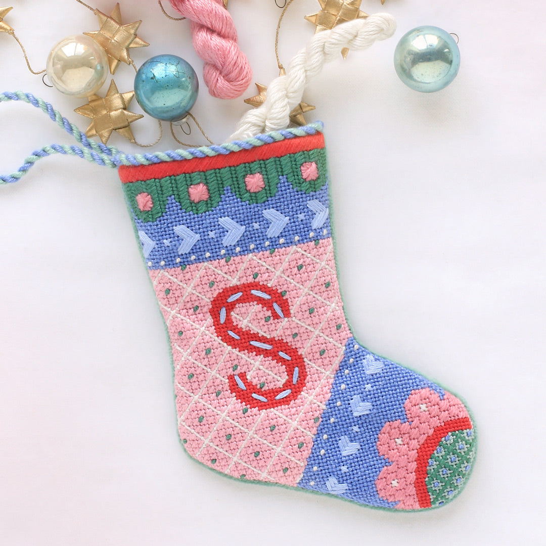 Pink Merry Mini Stocking - Kit and Stitch Guide