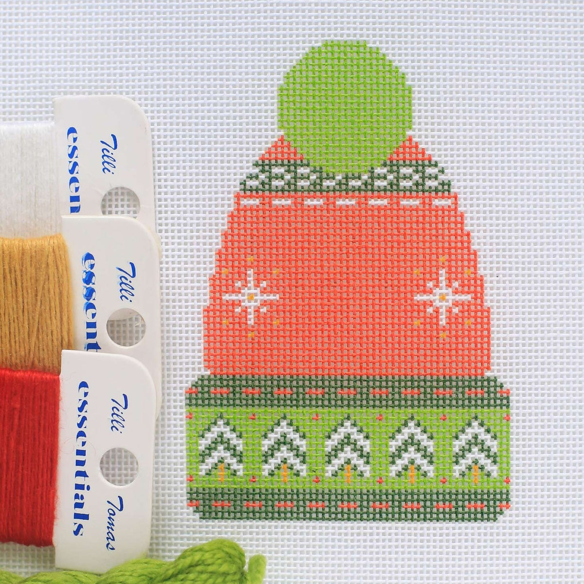 Red Pommed Winter Hat - Kit and Stitch Guide