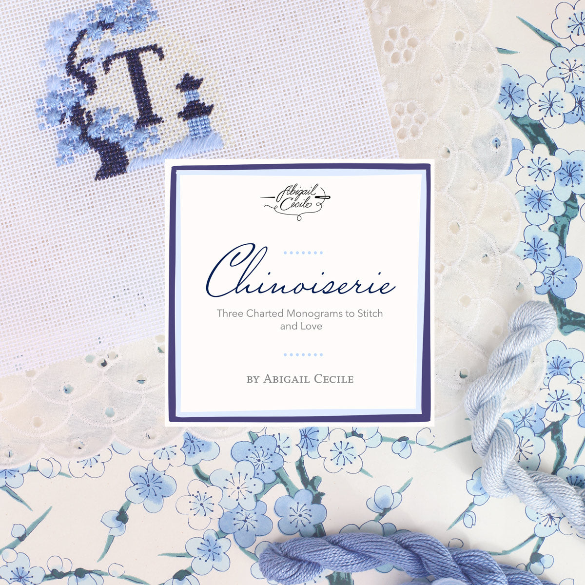 Chinoiserie  - Three Charted Monograms E-Pattern